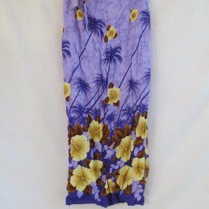 Hibiscus Collection Wrap Skirt Purple Yellow Hawaiian Floral Maxi Plus Size 14